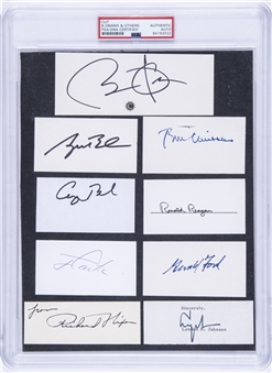 US Presidents Signed Collage with (9) Signatures Including Obama, Reagan, Bush (2), Nixon, Ford, Clinton, Carter and LBJ (PSA/DNA) 